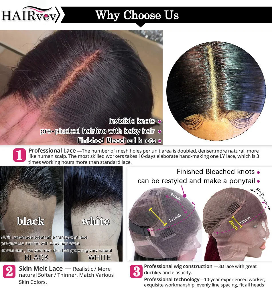 Brazilian 13x6 Kinky Curly Lace Front Wig Human Hair 13x4 HD Transparent Lace Frontal Wigs for Women Deep Wave 4x4 Closure Wig