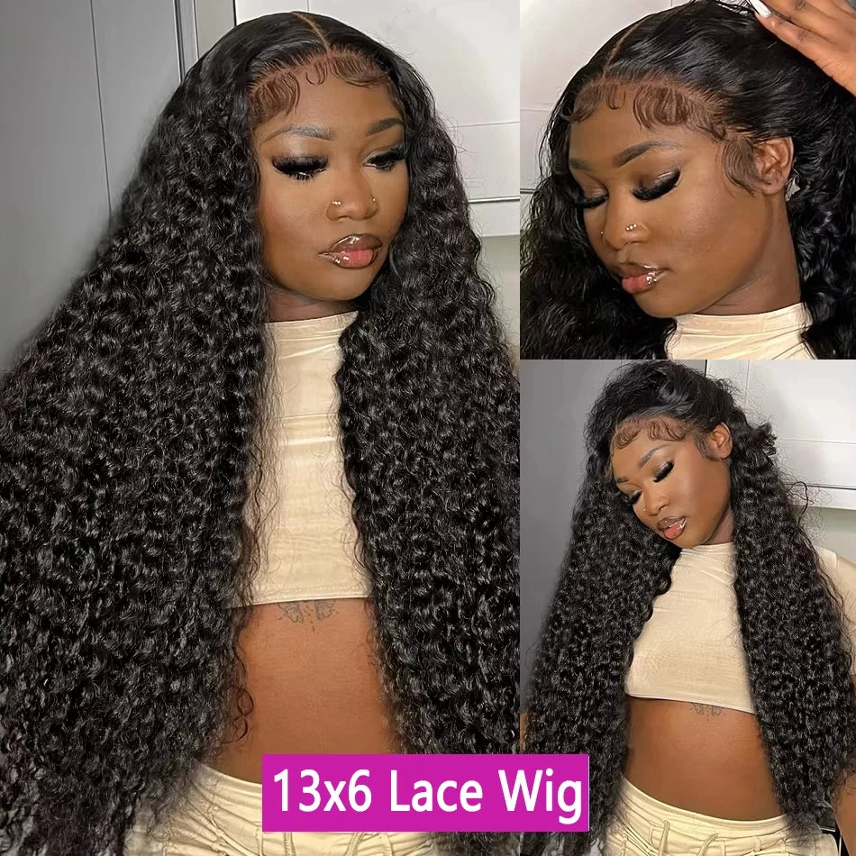 Deep Wave Human Hair Wigs 13X6 Hd Lace Frontal Wig Water Wave Lace Front Wigs Curly Brazilian Wigs 250 Density 40 Inch For Wome