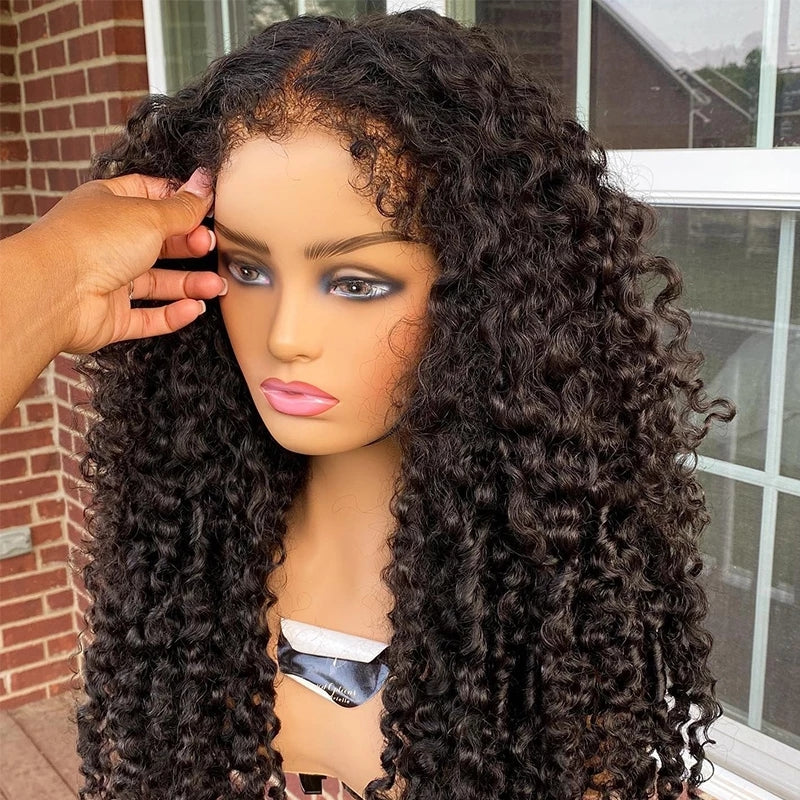 34in 250% Curly Baby Hair Wig 13x6 HD Lace Front Human Hair Wigs Kinky Curly Pre plucked 4x4 HD Closure Wig For Women Water Wave