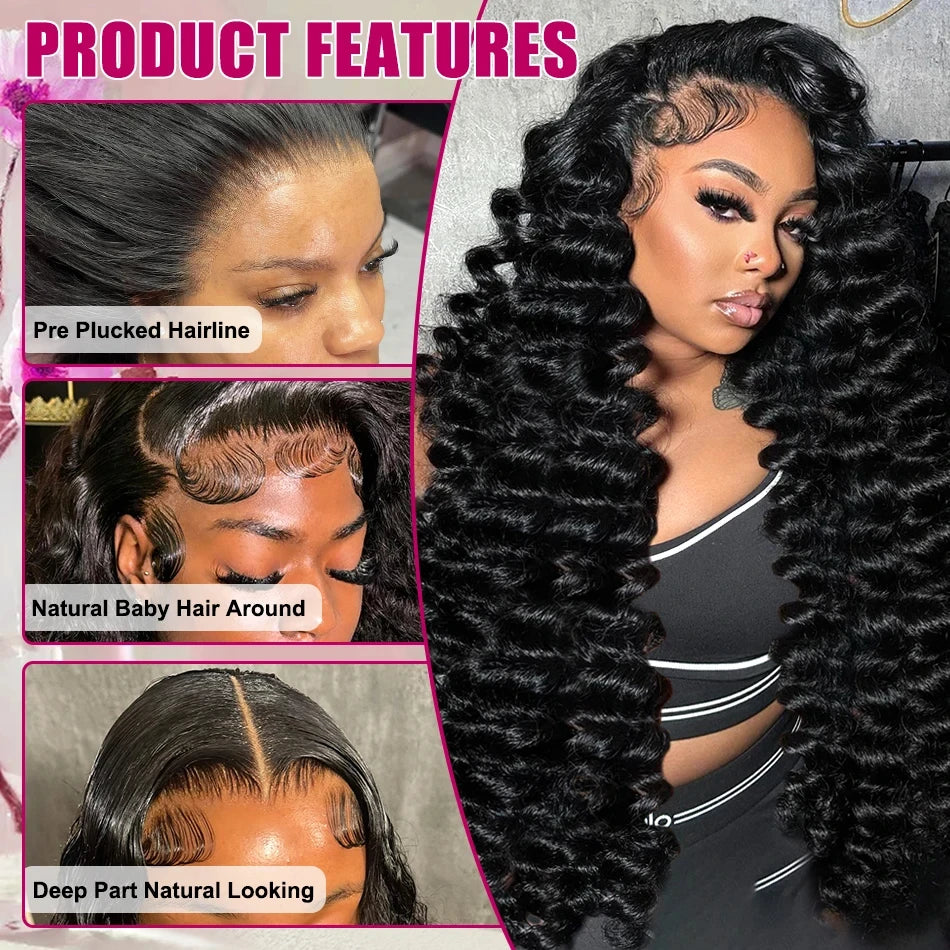 FRIZIRA 250% 30 40 Inch Loose Deep Wave 13x6 HD Lace Front Human Hair Wigs Pre Plucked Wigs13x4 Handmade Curly Lace Frontal Wigs