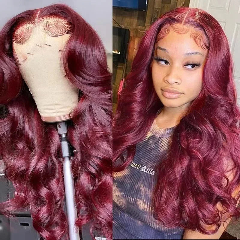 European Style Wine Red Big Wave Curly Hair Women's Full Wig High-temperature Silk Daily Wear Festival Party Supplies Long Wigs