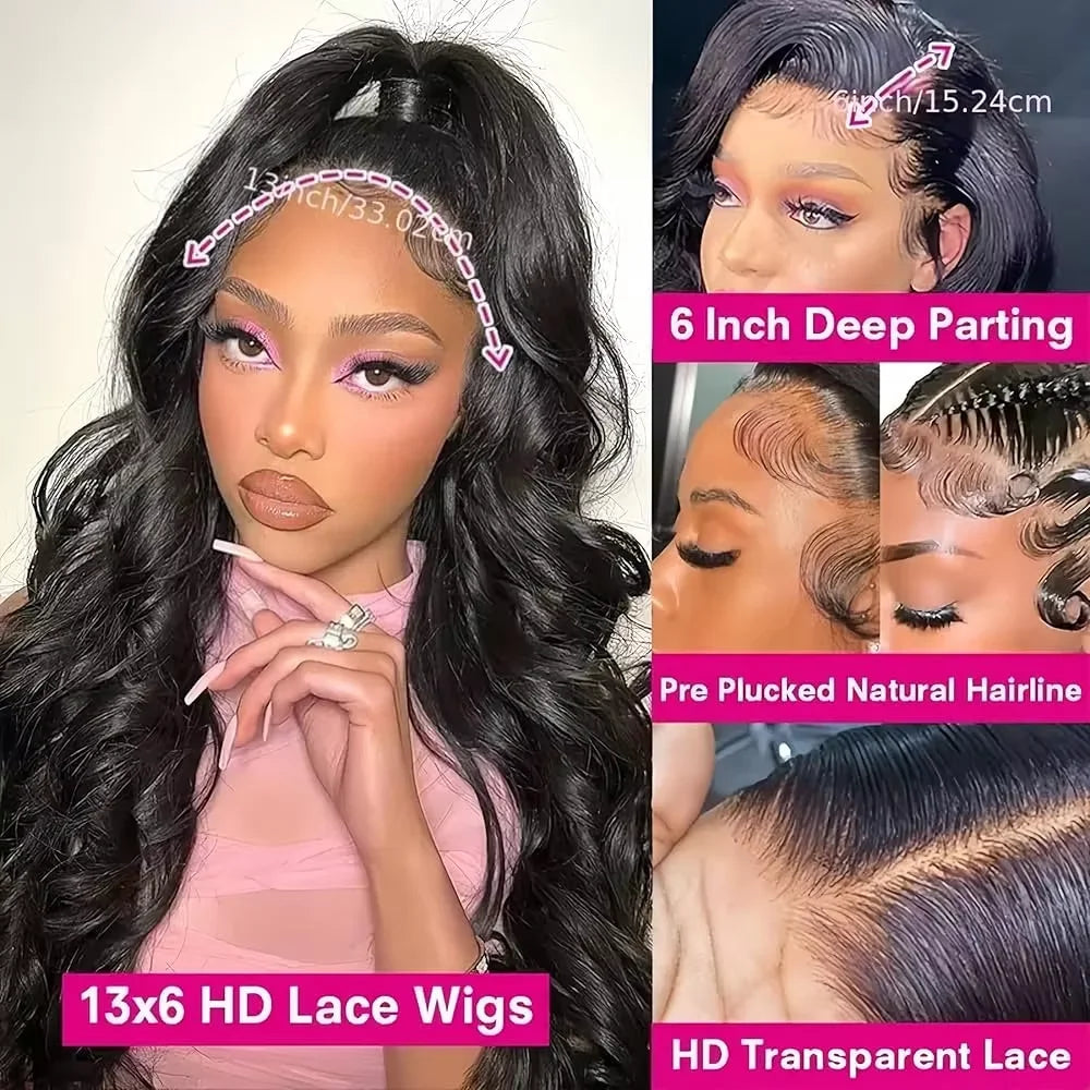 300% Density Vietnamese 13X6  Body Wave 100% Human Hair Wigs Pre Plucked Lace Frontal Wigs For Women 5x5 Glueless Wigs No Glue