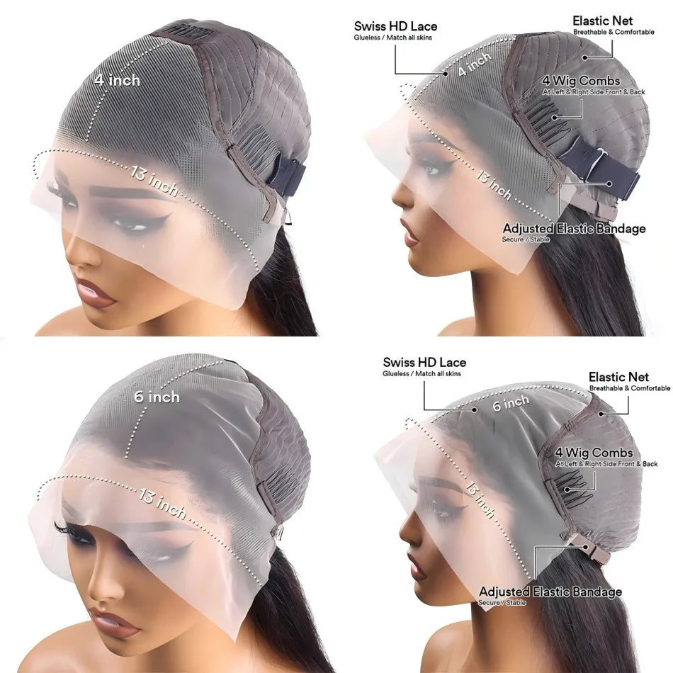Deep Wave Human Hair Wigs 13X6 Hd Lace Frontal Wig Water Wave Lace Front Wigs Curly Brazilian Wigs 250 Density 40 Inch For Wome