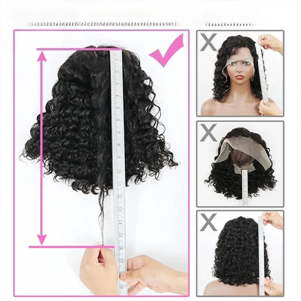 4C Human Hair Deep Wave Short Bob Wig 10-16 Inch Deep Water Wave Lace Front Bob Wigs 100% Human Hair 13x5x1 Middle Part Bob Wigs
