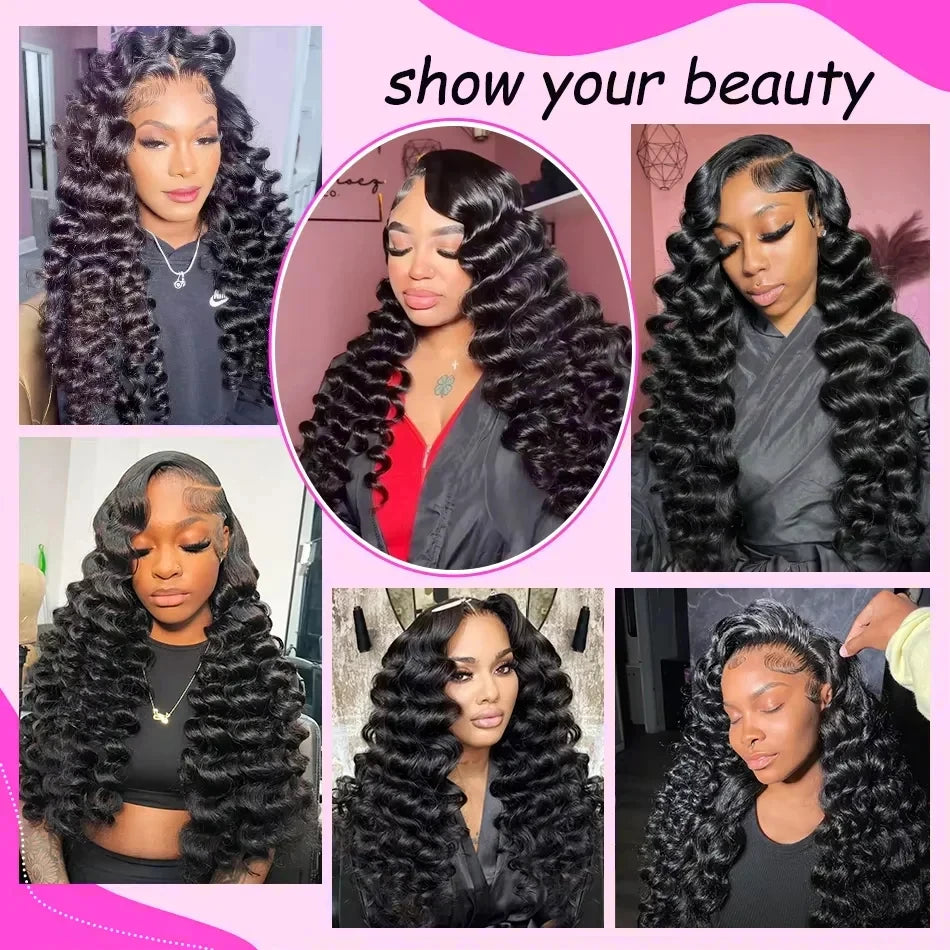 250 Density Burmese Curly Hair Wig 30 40 Inch Loose Wave 13x6 HD Lace Front Human Hair Wigs 13x4 Deep Wave Frontal Wig For Women