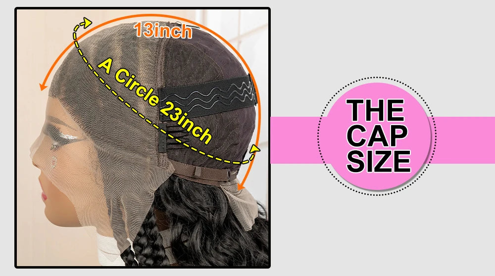 26 Inches Synthetic Cornrow Braided Wig 13x6 Lace Frontal Curly Braiding Wig African Braids Hair Wigs for Black Women