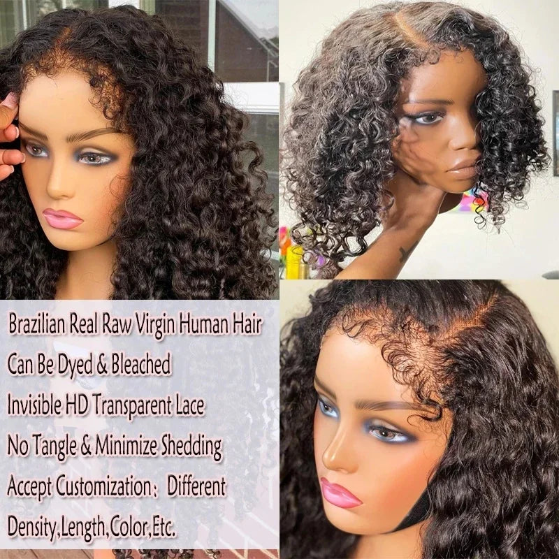 34in 250% Curly Baby Hair Wig 13x6 HD Lace Front Human Hair Wigs Kinky Curly Pre plucked 4x4 HD Closure Wig For Women Water Wave
