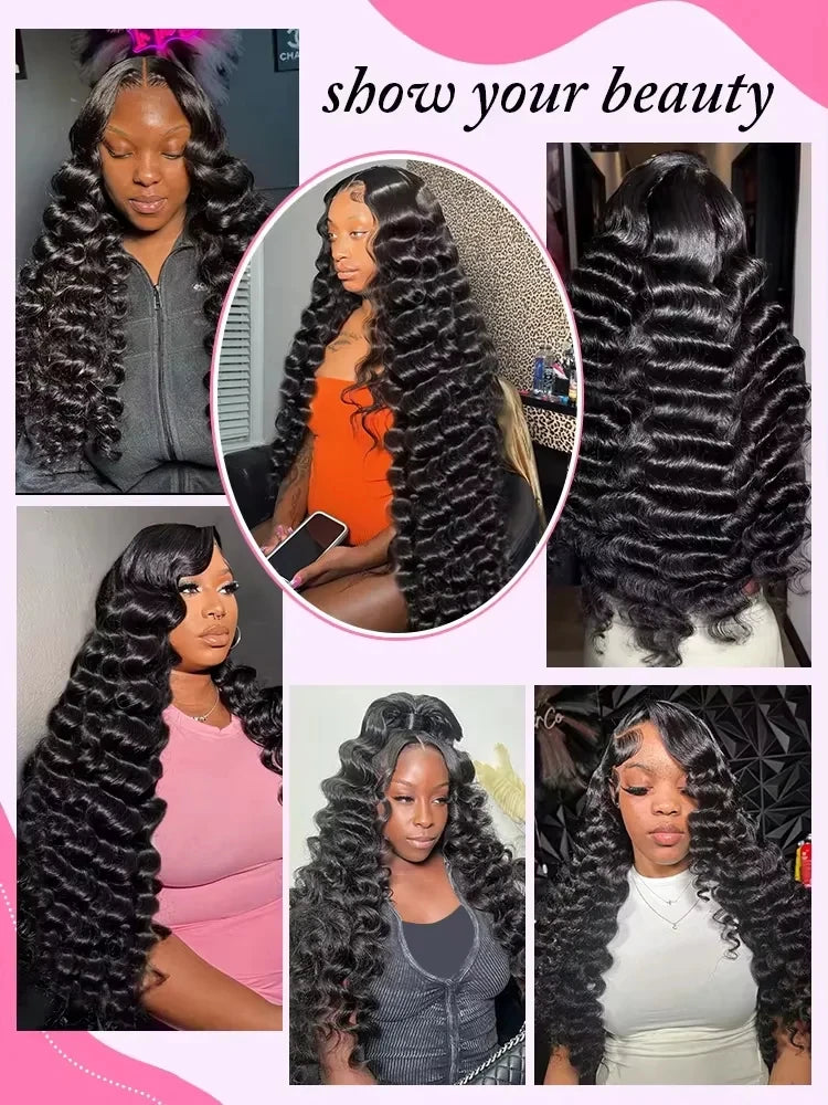 250 Density Burmese Curly Hair Wig 30 40 Inch Loose Wave 13x6 HD Lace Front Human Hair Wigs 13x4 Deep Wave Frontal Wig For Women