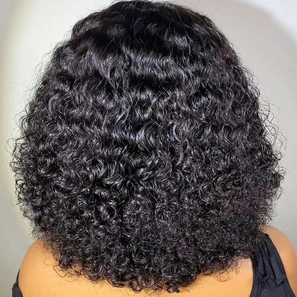 Sleek 13*6*1 T Part Deep Wave Bob Wigs Pre Plucked Transparent Lace Front Wig Peruvian Deep Curly Bob Wig Lace Front Human Hair