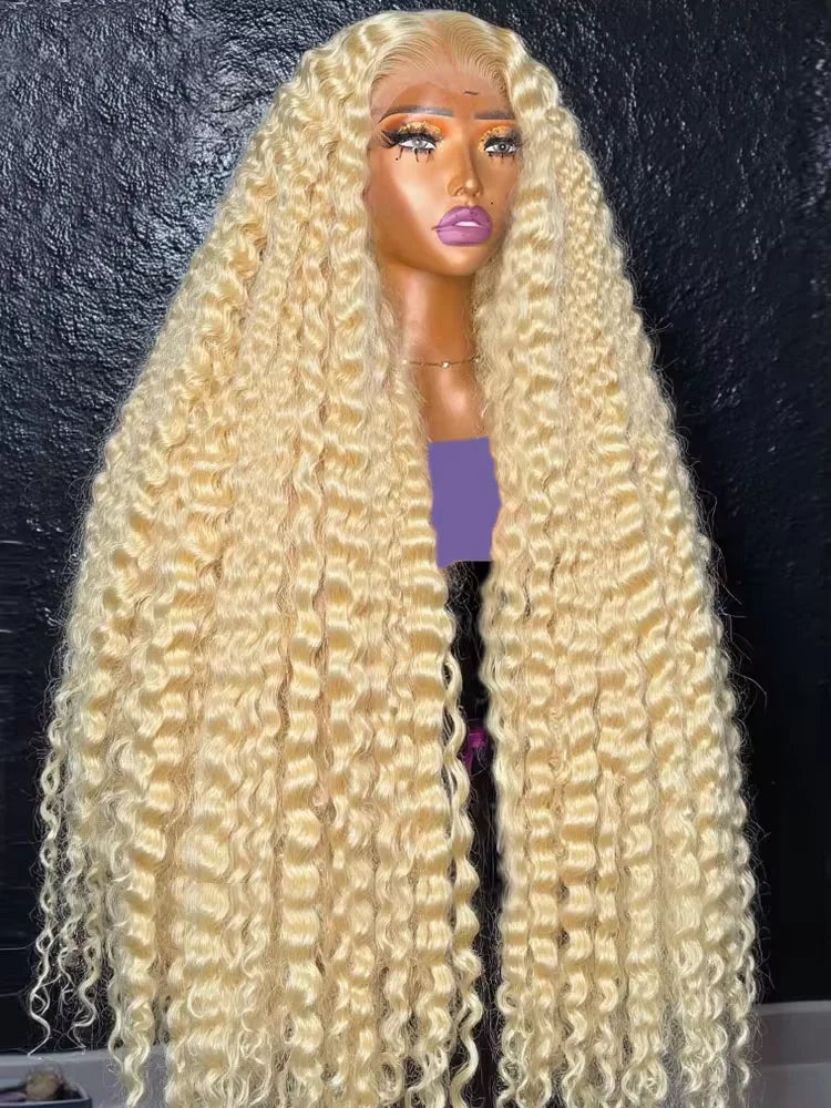 200% Density 613 Honey Blonde Deep Wave 13x6 HD Lace Frontal Wig Human Hair Brazilian Colored Curly Lace Front Wigs For Women