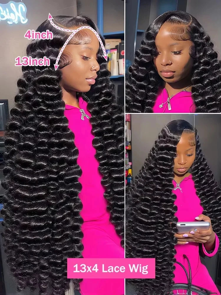 250 Density Burmese Curly Hair Wig 30 40 Inch Loose Wave 13x6 HD Lace Front Human Hair Wigs 13x4 Deep Wave Frontal Wig For Women