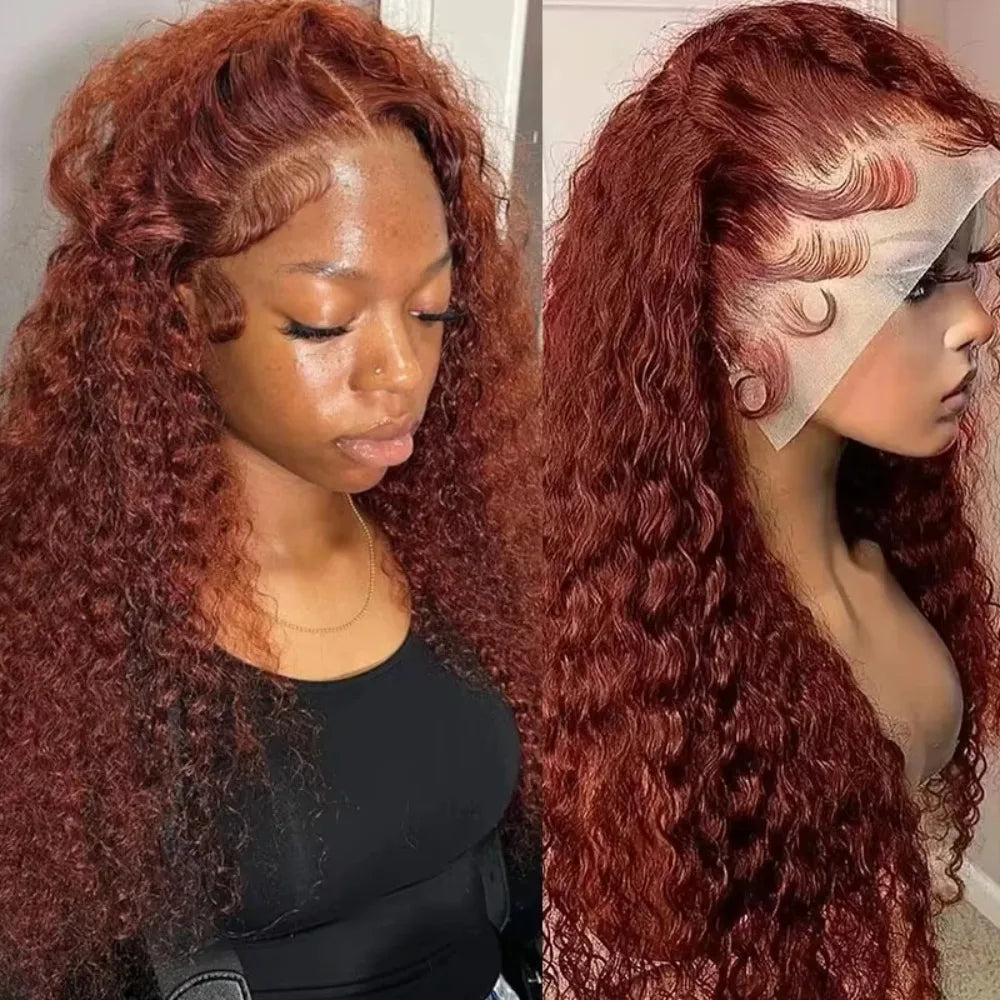 30 Inch Hot Red Wigs 13X4 Hd Lace Frontal Curly Wigs Red Color Deep Curly Wave Glueless Wigs For Women Cosplay Party Wigs