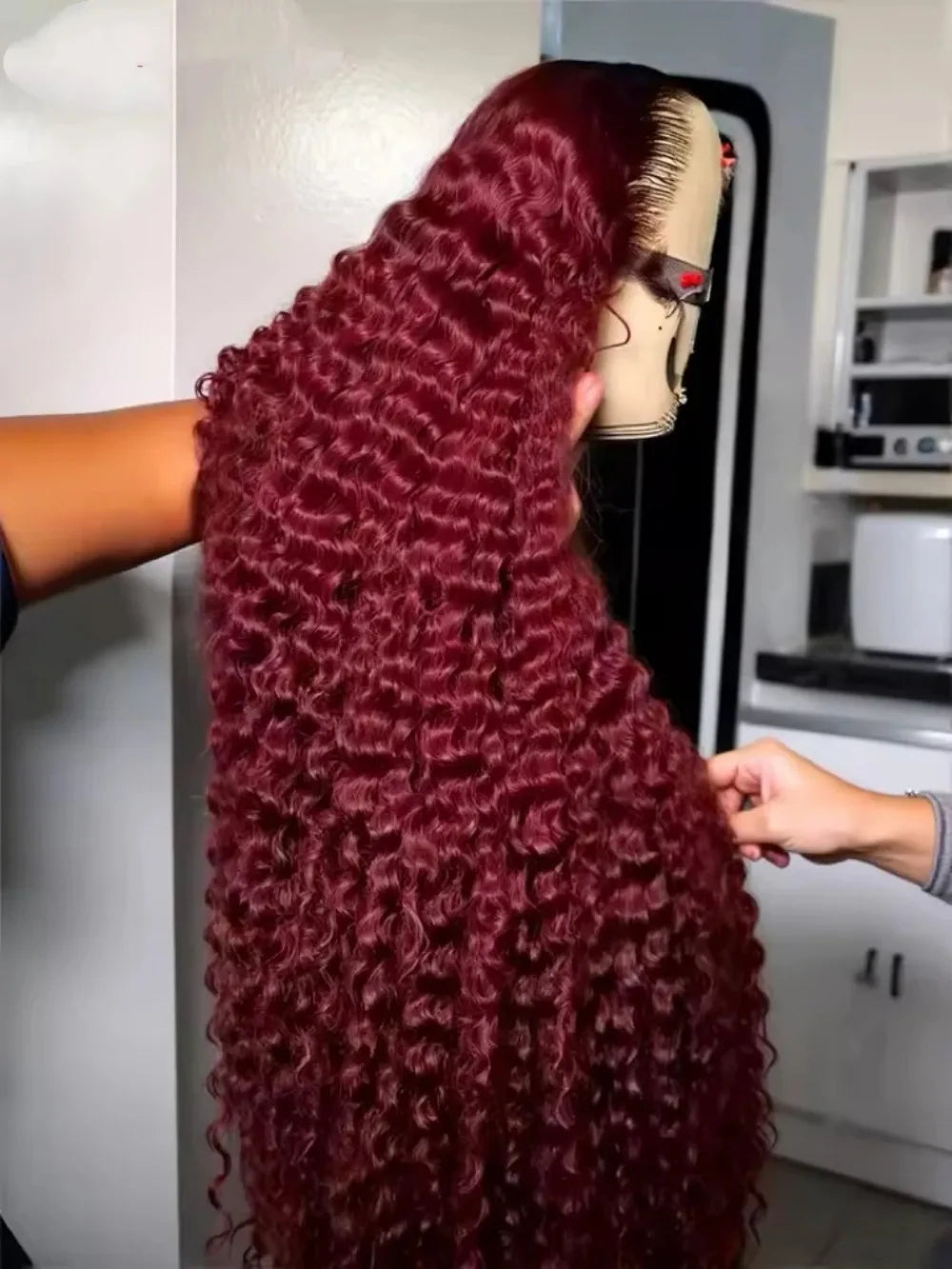 30 Inch Hot Red Wigs 13X4 Hd Lace Frontal Curly Wigs Red Color Deep Curly Wave Glueless Wigs For Women Cosplay Party Wigs