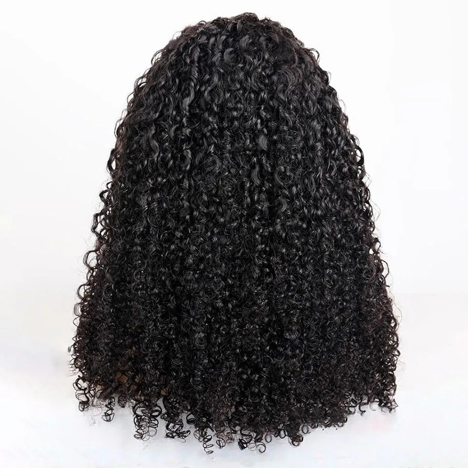 300% Density Raw Hair Flip Over Invisible Half Wigs 3C4A Curly Human Hair Burmese Natural Curly Lace Wig 3/4 Half Wig For Women