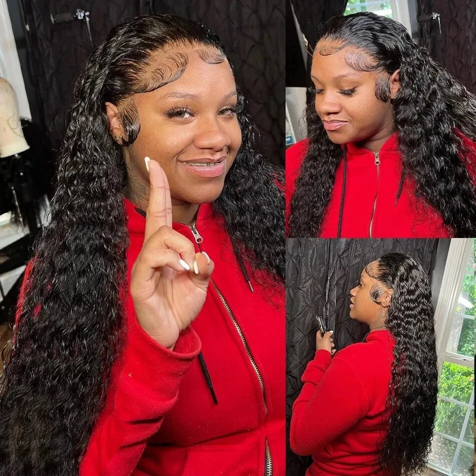 Deep Wave Human Hair Wigs 13X6 Hd Lace Frontal Wig Water Wave Lace Front Wigs Curly Brazilian Wigs 250 Density 40 Inch For Wome