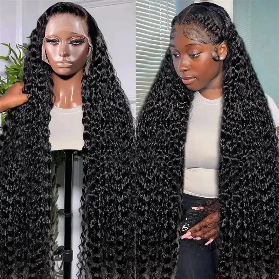 Water Wave 13X4X1 HD Full Soft Hair Lace Frontal Synthetic Wig For Women Preplucked Baby Hair Bleach Knots Heat Resistant Fiber