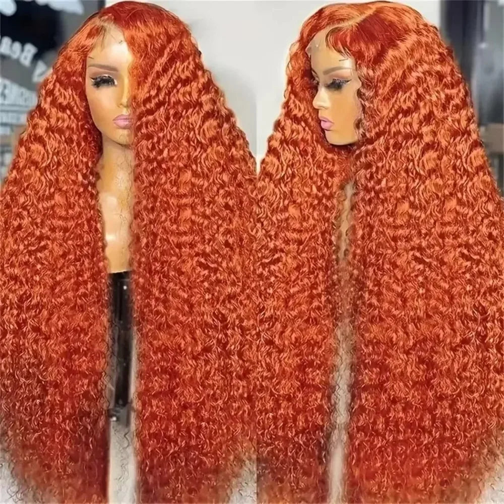 30 Inch Hot Red Wigs 13X4 Hd Lace Frontal Curly Wigs Red Color Deep Curly Wave Glueless Wigs For Women Cosplay Party Wigs