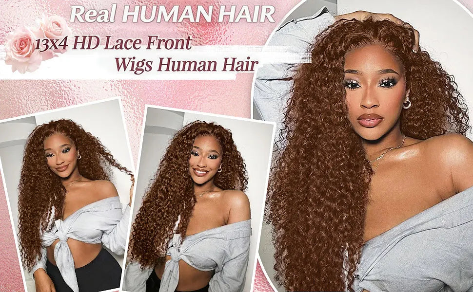 250 Density Chocolate Brown Deep Wave Human Hair Wig 30 38 Inch Transparent Lace Frontal Wigs 13x6 Lace Front Water Curly Wigs
