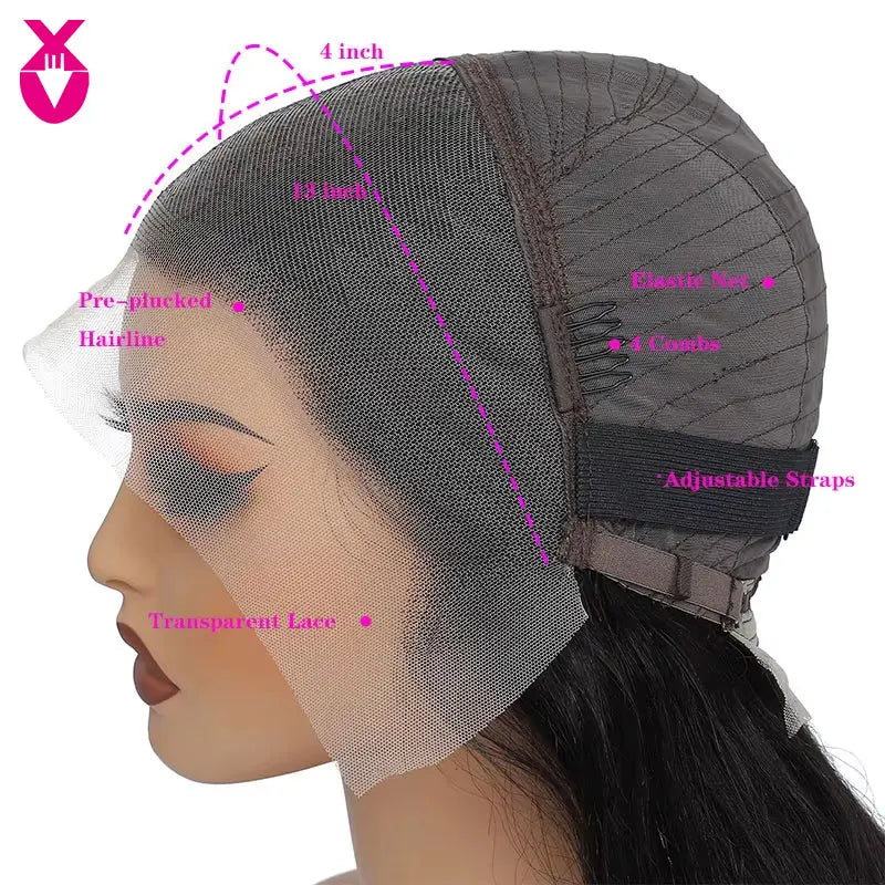 Deep Wave Transparent 13x4 Lace Frontal Wig Malaysian Curly Glueless Lace Front Human Hair Wigs For Women Virgin Wigs Human Hair