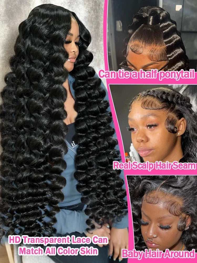250 Density Burmese Curly Hair Wig 30 40 Inch Loose Wave 13x6 HD Lace Front Human Hair Wigs 13x4 Deep Wave Frontal Wig For Women