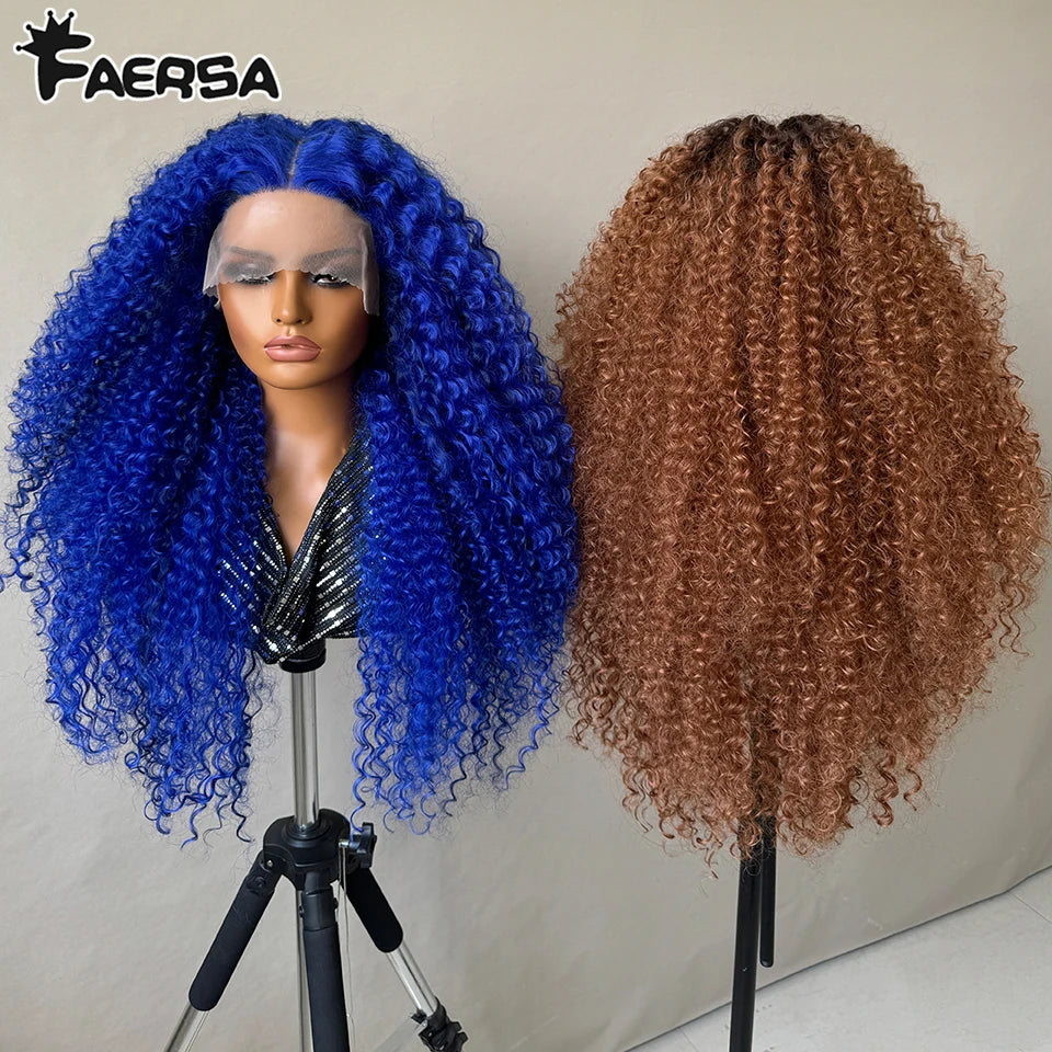 24 Inch Jerry Curl Synthetic Lace Wigs Ombre Burgundy Kinky Curly Wigs For Afro Female Black Latisha Lace Front Wigs For Woman
