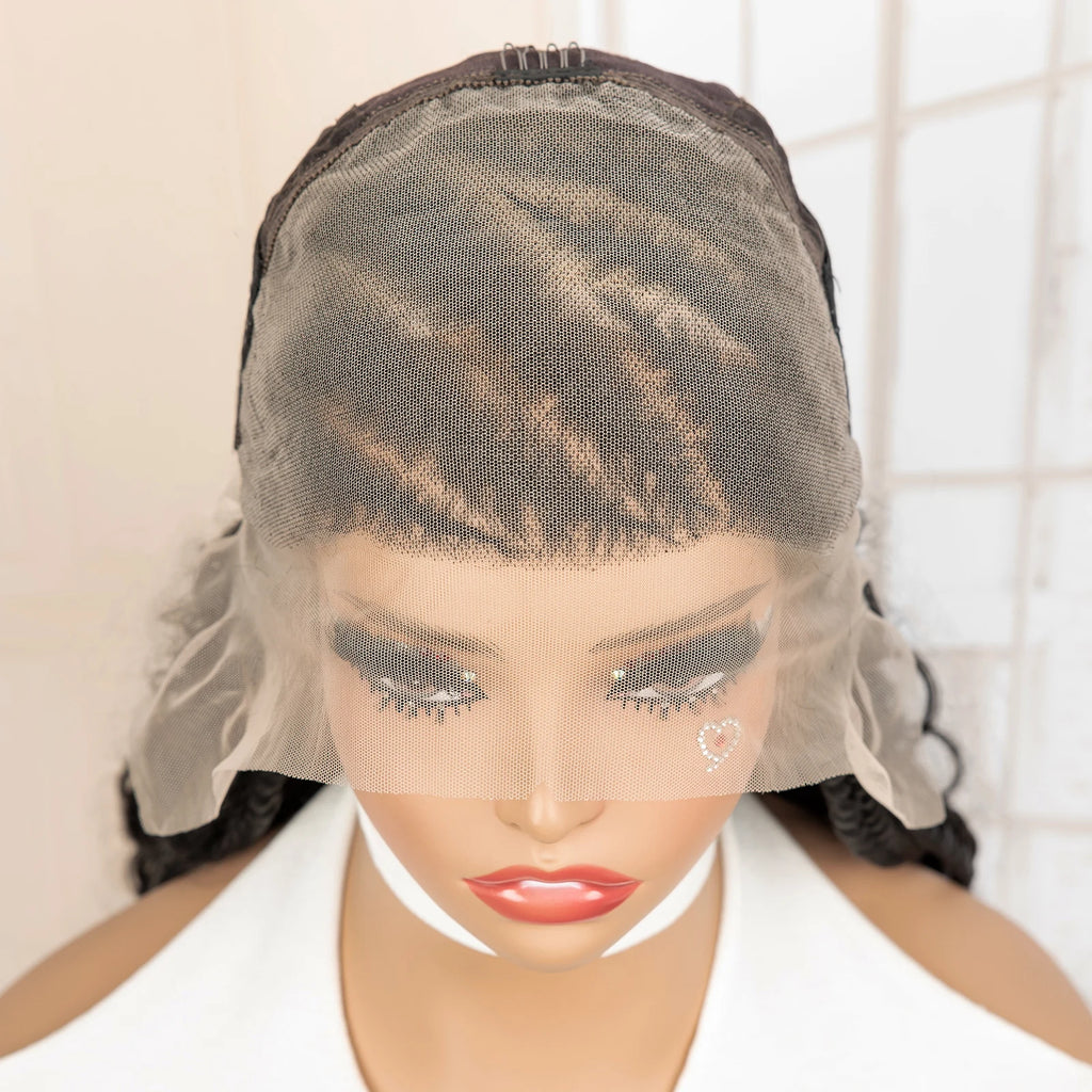26 Inches Synthetic Cornrow Braided Wig 13x6 Lace Frontal Curly Braiding Wig African Braids Hair Wigs for Black Women