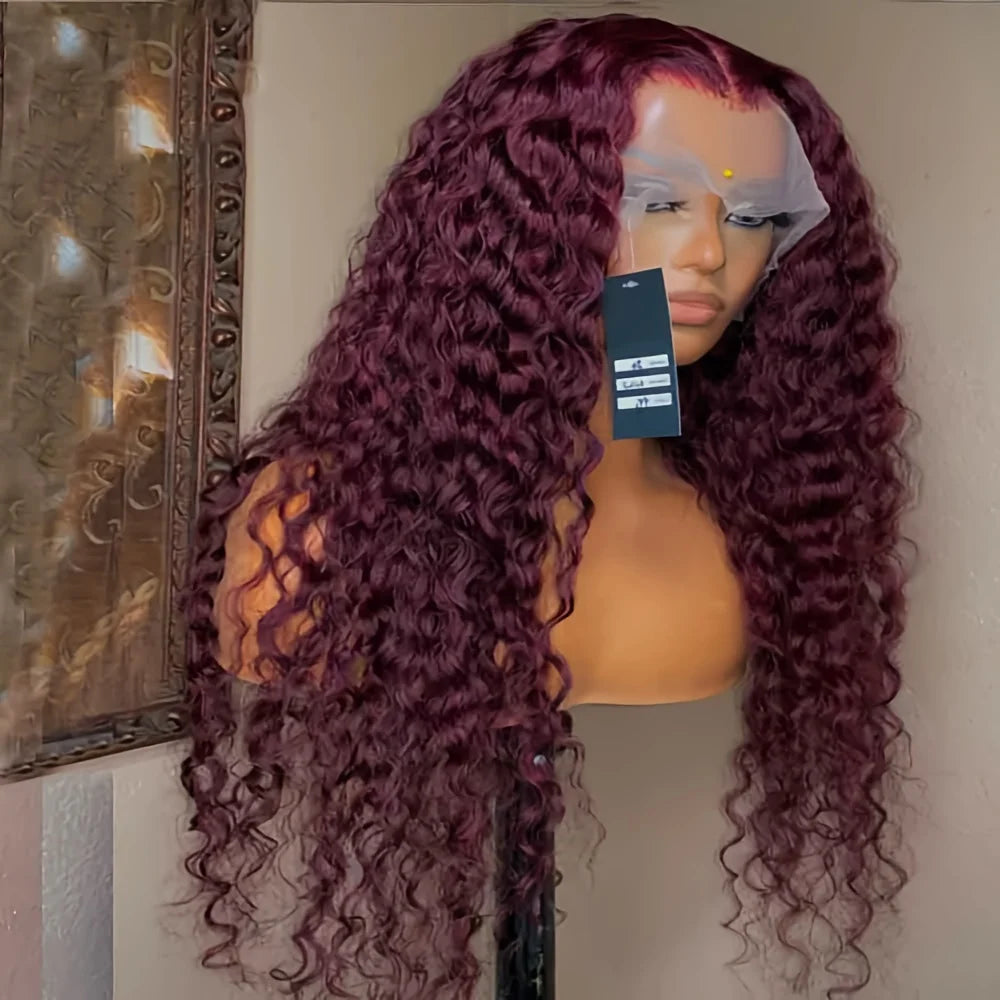 180density Long 26inch Lace Front Wigs Kinky Curly Synthetic Deep Water Wave For Black Women Pre Plucked With Baby Hair