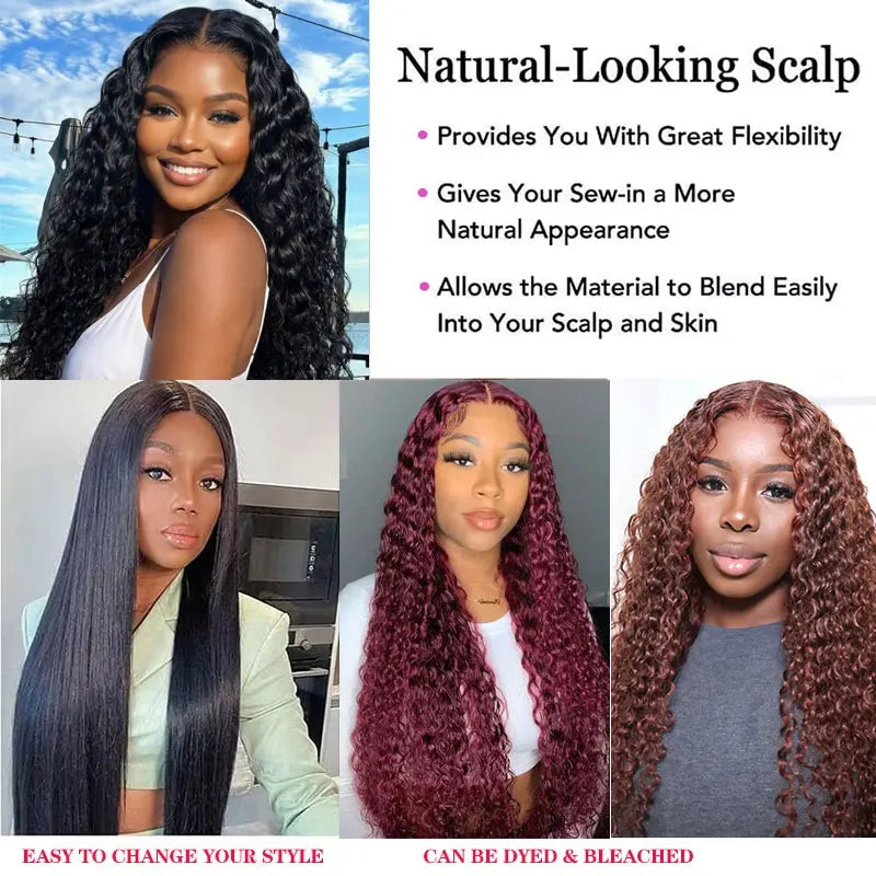 Deep Wave Transparent 13x4 Lace Frontal Wig Malaysian Curly Glueless Lace Front Human Hair Wigs For Women Virgin Wigs Human Hair