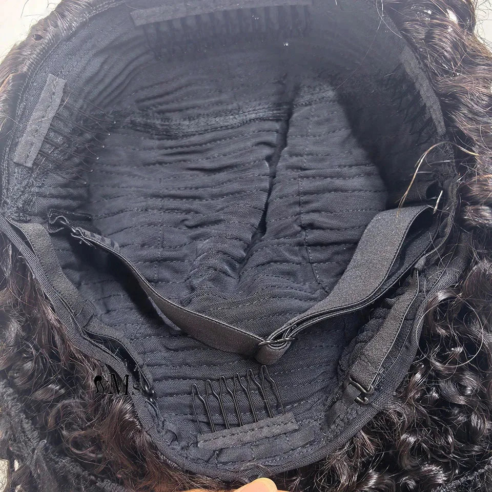 300% Density Raw Hair Flip Over Invisible Half Wigs 3C4A Curly Human Hair Burmese Natural Curly Lace Wig 3/4 Half Wig For Women