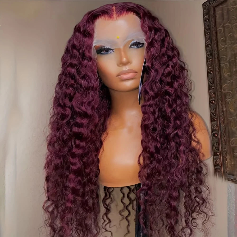 180density Long 26inch Lace Front Wigs Kinky Curly Synthetic Deep Water Wave For Black Women Pre Plucked With Baby Hair