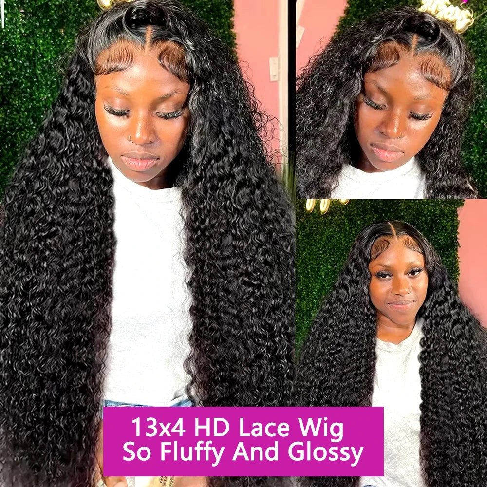 Deep Wave Human Hair Wigs 13X6 Hd Lace Frontal Wig Water Wave Lace Front Wigs Curly Brazilian Wigs 250 Density 40 Inch For Wome