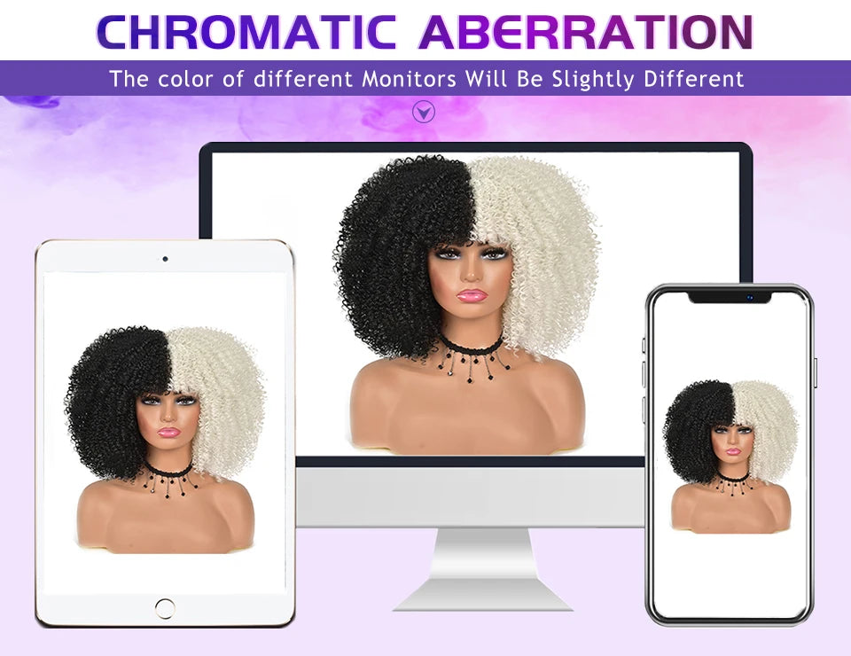 16" Kinky Curly Synthetic Lace Front Wig Black Blonde Wigs For Women Female Ginger Purple Heat Resistant Natural Hair