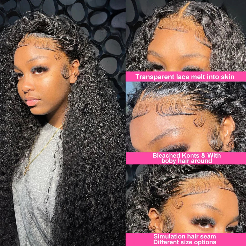 Brazilian 13x6 Kinky Curly Lace Front Wig Human Hair 13x4 HD Transparent Lace Frontal Wigs for Women Deep Wave 4x4 Closure Wig