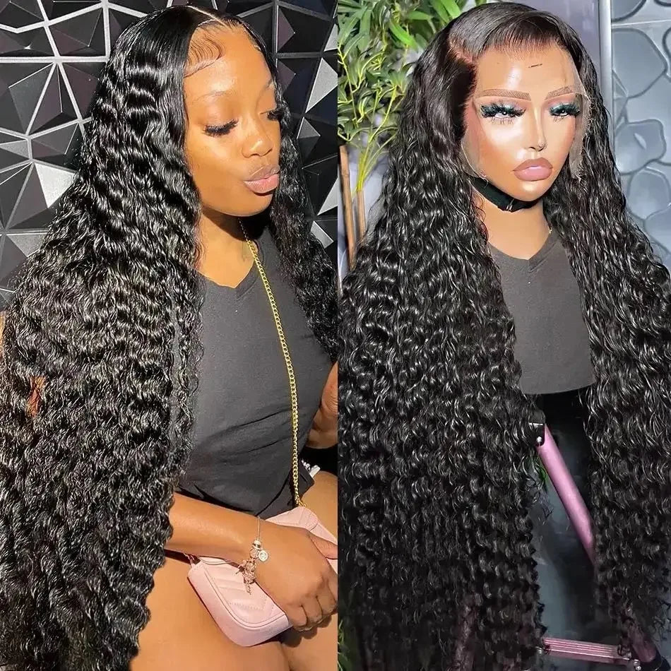 Water Wave 13X4X1 HD Full Soft Hair Lace Frontal Synthetic Wig For Women Preplucked Baby Hair Bleach Knots Heat Resistant Fiber