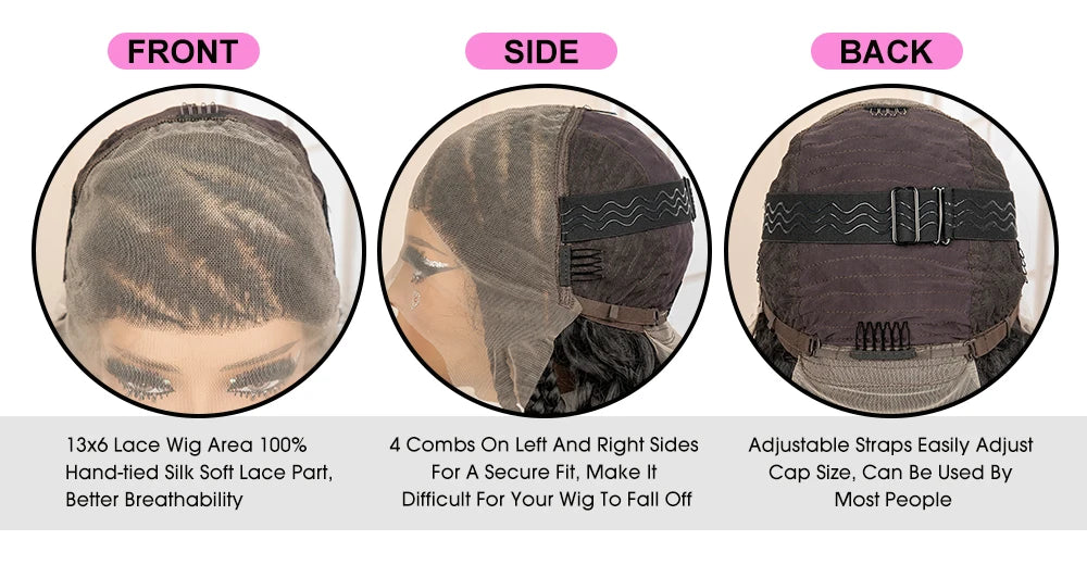 26 Inches Synthetic Cornrow Braided Wig 13x6 Lace Frontal Curly Braiding Wig African Braids Hair Wigs for Black Women