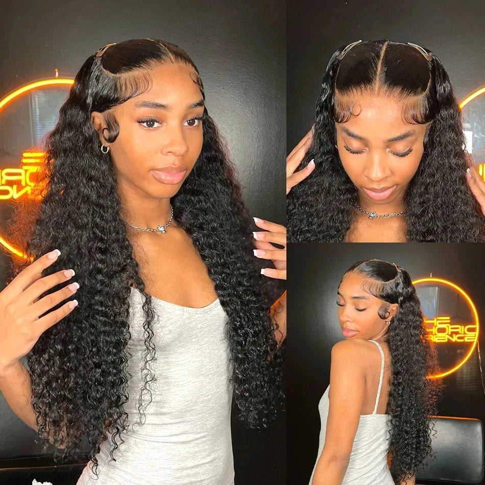 Deep Wave Human Hair Wigs 13X6 Hd Lace Frontal Wig Water Wave Lace Front Wigs Curly Brazilian Wigs 250 Density 40 Inch For Wome