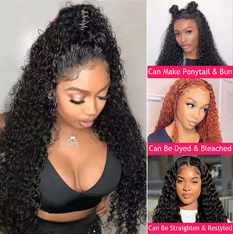 Brazilian 13x6 Kinky Curly Lace Front Wig Human Hair 13x4 HD Transparent Lace Frontal Wigs for Women Deep Wave 4x4 Closure Wig