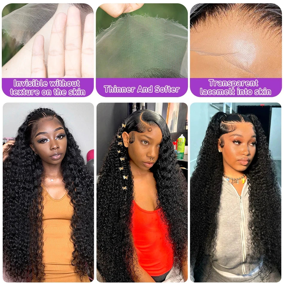 Deep Wave Human Hair Wigs 13X6 Hd Lace Frontal Wig Water Wave Lace Front Wigs Curly Brazilian Wigs 250 Density 40 Inch For Wome