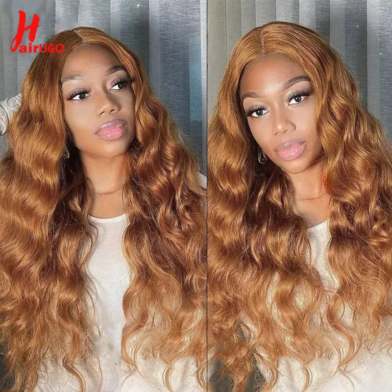 HairUGo 4# Brown Body Wave Lace Closure Human Hair Wigs T Lace Part Wigs Peruvian Hair Chocolate 4x4 Lace Closure Wigs For Women