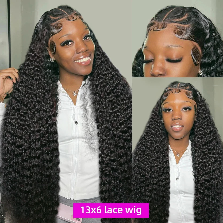 Deep Wave Human Hair Wigs 13X6 Hd Lace Frontal Wig Water Wave Lace Front Wigs Curly Brazilian Wigs 250 Density 40 Inch For Wome