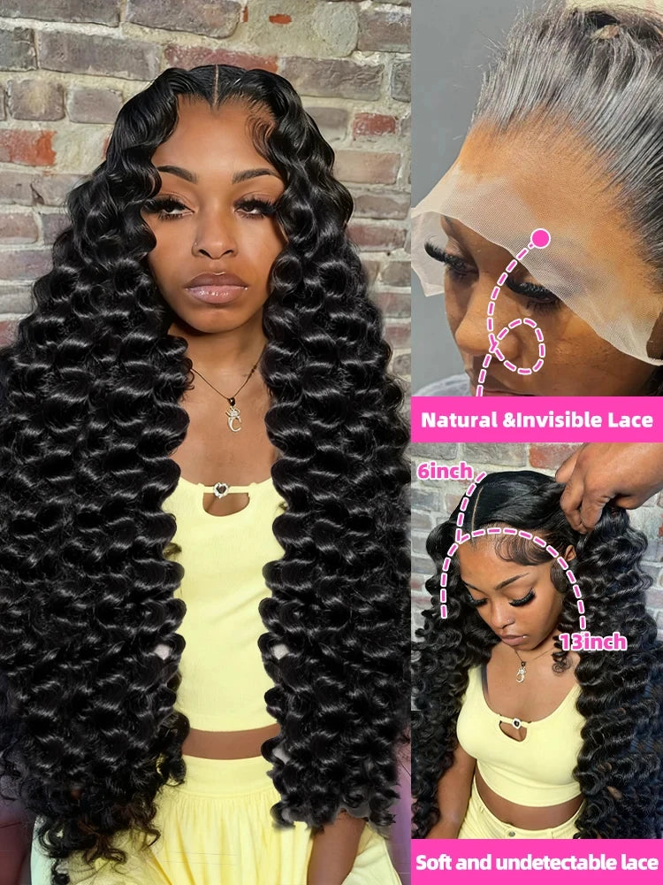 250 Density Burmese Curly Hair Wig 30 40 Inch Loose Wave 13x6 HD Lace Front Human Hair Wigs 13x4 Deep Wave Frontal Wig For Women