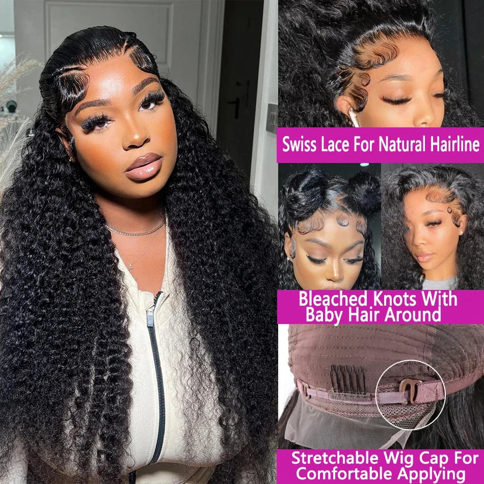 Deep Wave Human Hair Wigs 13X6 Hd Lace Frontal Wig Water Wave Lace Front Wigs Curly Brazilian Wigs 250 Density 40 Inch For Wome
