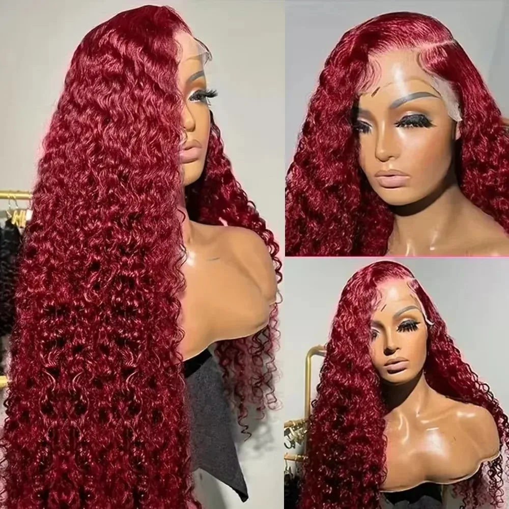 30 Inch Hot Red Wigs 13X4 Hd Lace Frontal Curly Wigs Red Color Deep Curly Wave Glueless Wigs For Women Cosplay Party Wigs