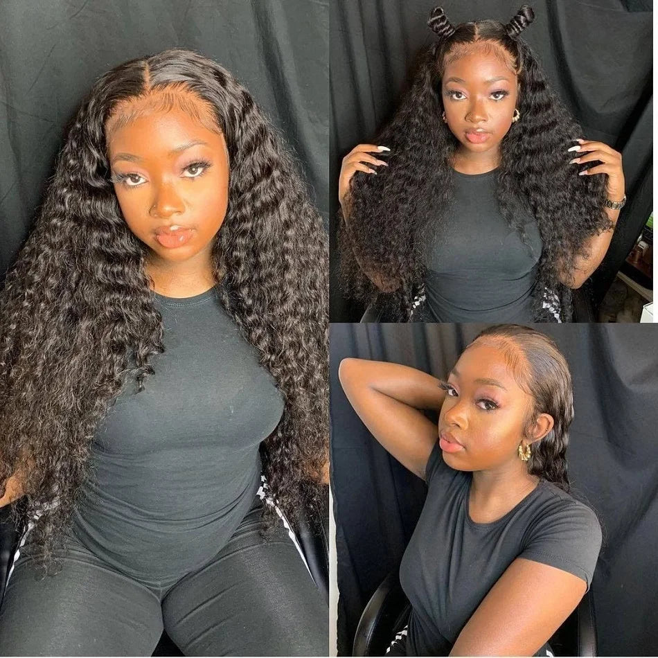 Brazilian 13x6 Kinky Curly Lace Front Wig Human Hair 13x4 HD Transparent Lace Frontal Wigs for Women Deep Wave 4x4 Closure Wig