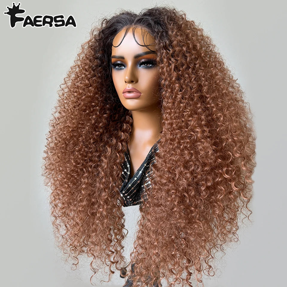 24 Inch Jerry Curl Synthetic Lace Wigs Ombre Burgundy Kinky Curly Wigs For Afro Female Black Latisha Lace Front Wigs For Woman