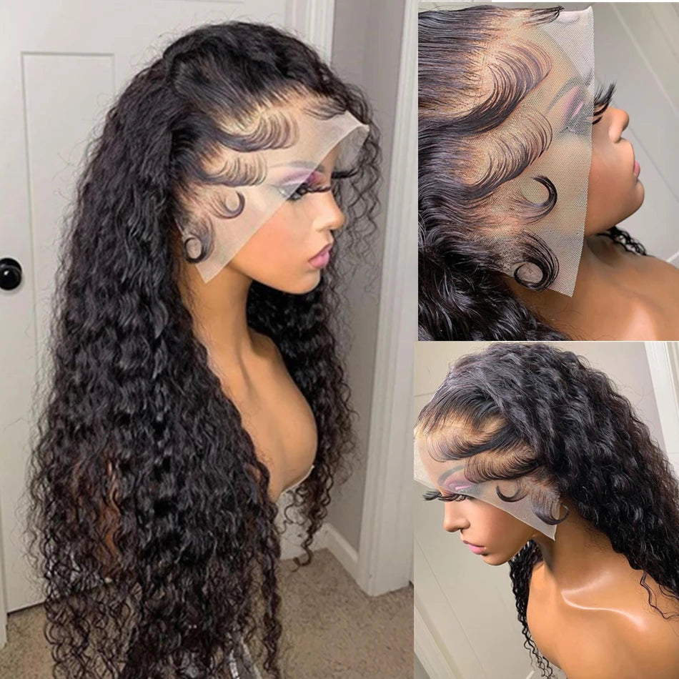 Brazilian 13x6 Kinky Curly Lace Front Wig Human Hair 13x4 HD Transparent Lace Frontal Wigs for Women Deep Wave 4x4 Closure Wig
