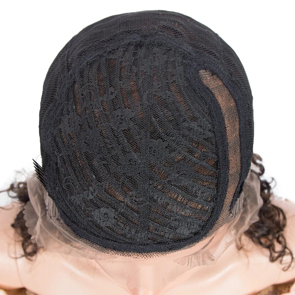 Sleek Curly Human Hair Wig For Women Brown Highlights Lace Wig Remy Brazilian Hair Wigs 13X1 Water Wave Woman  T Part Lace Wigs