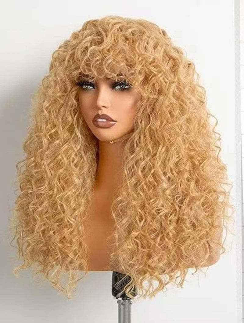 Fluffy Long Curly Africa Wig 24inch Rose Network High-temperature Silk Daily Wear Fashion Woman Full Wigs High-temperature Silk