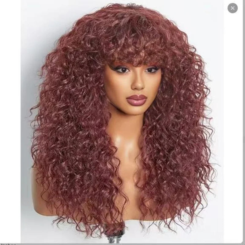 Fluffy Long Curly Africa Wig 24inch Rose Network High-temperature Silk Daily Wear Fashion Woman Full Wigs High-temperature Silk