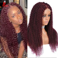 #30 Kinky Curly Wigs Brown 4x4 Lace Closure Wig T Lace Front Human Hair Wigs With Baby Hair Remy Preplucked HairUGo 180% Density